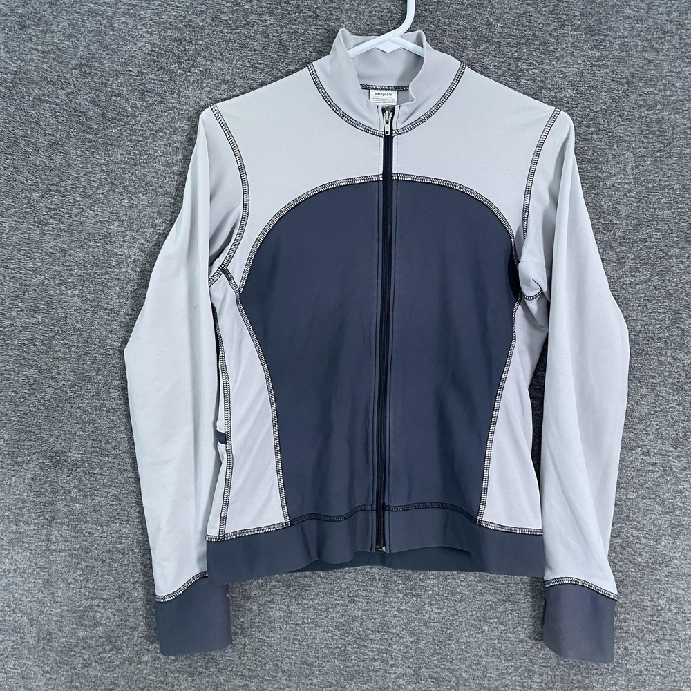 Patagonia Wind Shield Top Womens Small Gray Full Zip Track Made USA Athletic
